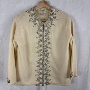 Vintage Barbara Lee Beaded Lambswool Angora Rabbit Hair Cardigan See Photos!
